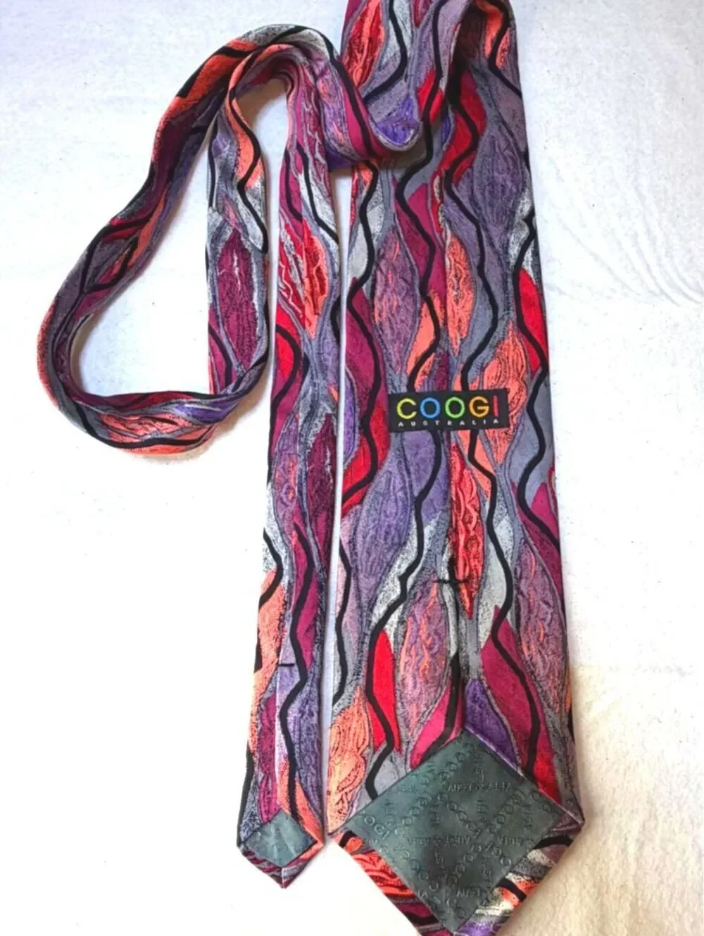 Vintage Coogi Australian 90s Colorful Abstract Pattern Designer Tie